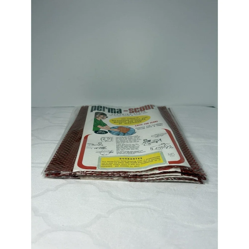 7 Perma Scour Scouring Cloths 100% Nylon Cleaning Teflon Non Scratching NOS 1976